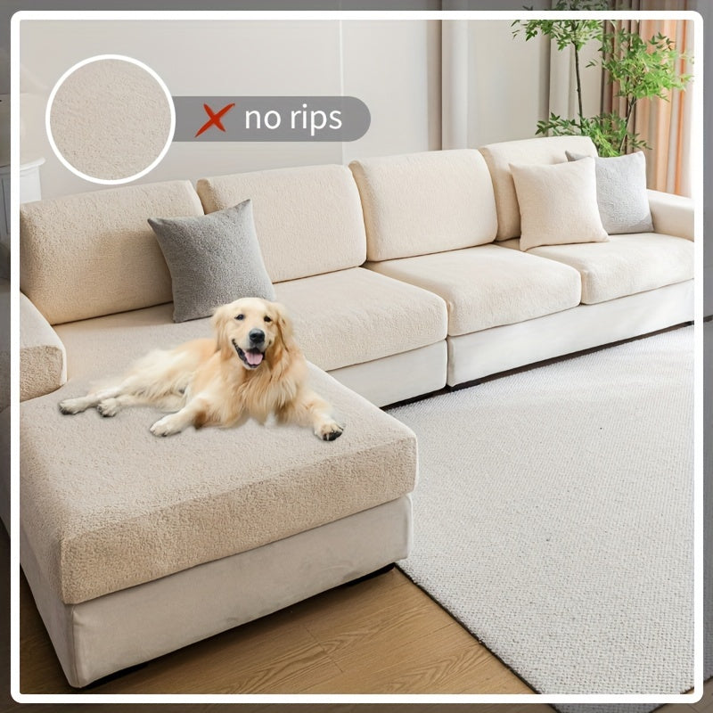 Waterproof stretch sofa cover for all seat sofas, with a modern non-slip design, pet-friendly, and fits L-shaped sofas.