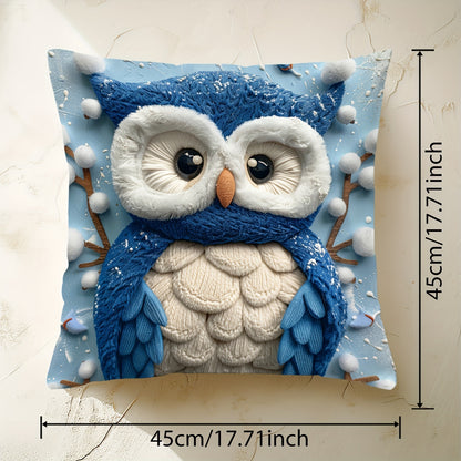 Christmas owl pillow cover, 44.96cm x 44.96cm, single-sided digital print, for sofa, living room, bedroom decoration - no pillow insert included.