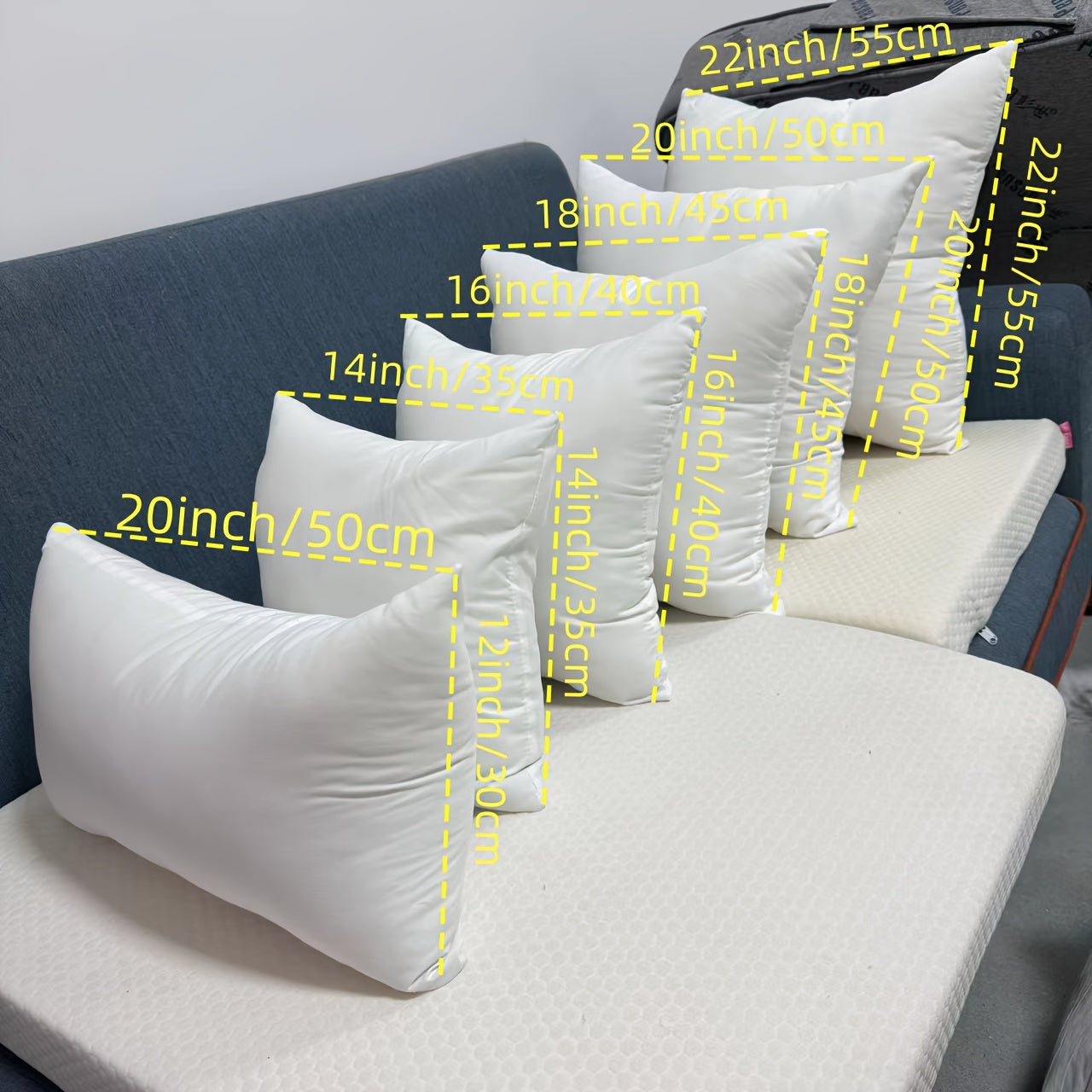 Set of 4 White High Elastic Throw Pillow Inserts, Ideal for Sofas, Cars, and Bedrooms - Includes Square and Lumbar Pillow Cores