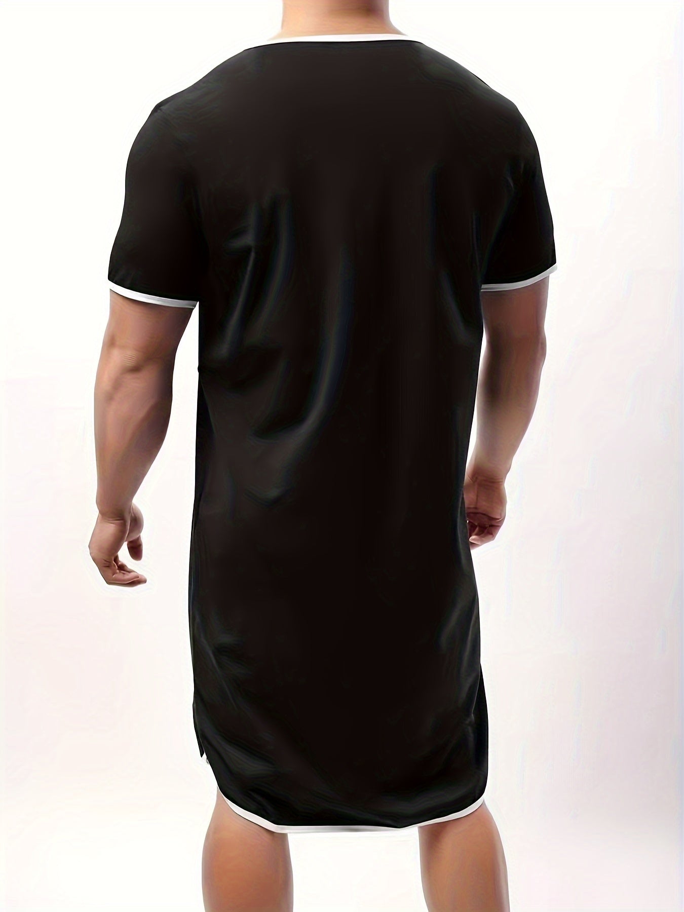 Stretchy V-neck Knee-Length Sleepwear Robe for Men