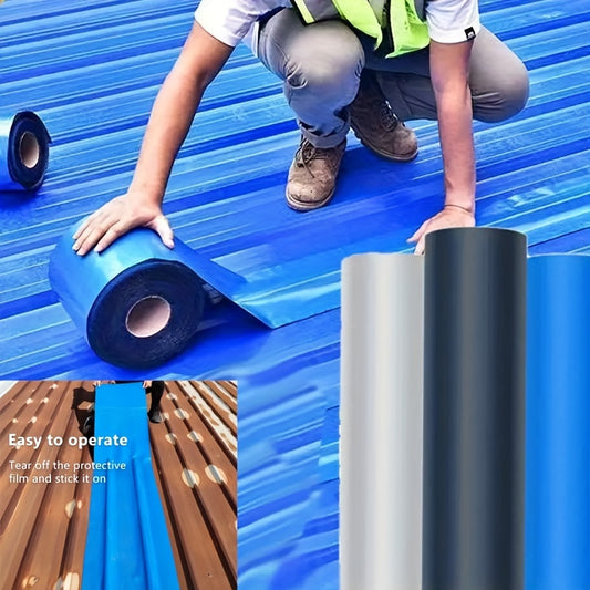 Waterproof tape for large industrial roofs, specifically designed for golden metal surfaces to prevent rust and leaks. Comes in multiple colors and sizes.