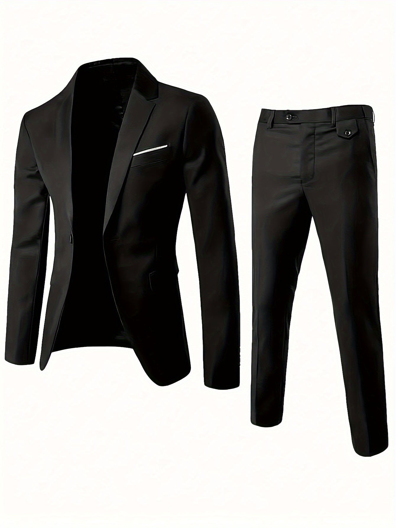 Men's two-piece professional suit with unopened pockets for Valentine's Day and wedding.