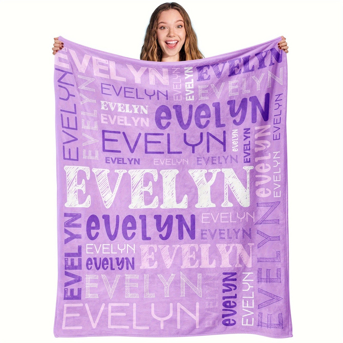 Personalized Flannel Blanket with Your Name, Made of Soft 100% Polyester, Perfect for Adults for Home, Picnics, Travel, and Bedroom Use. High-Quality Digital Printing for a Thoughtful Gift.