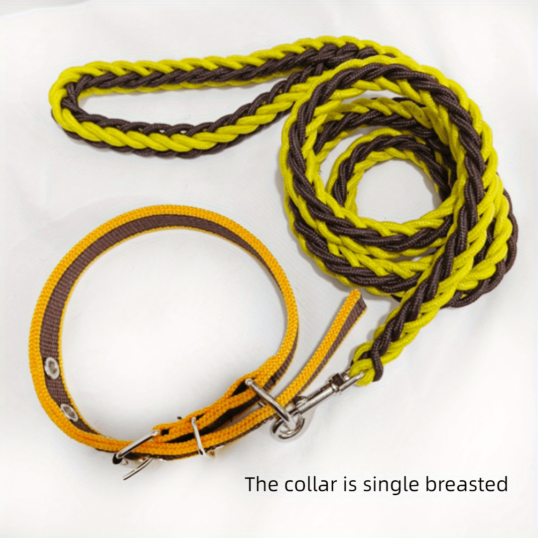 Heavy duty dog collar and leash set with braided training leash.