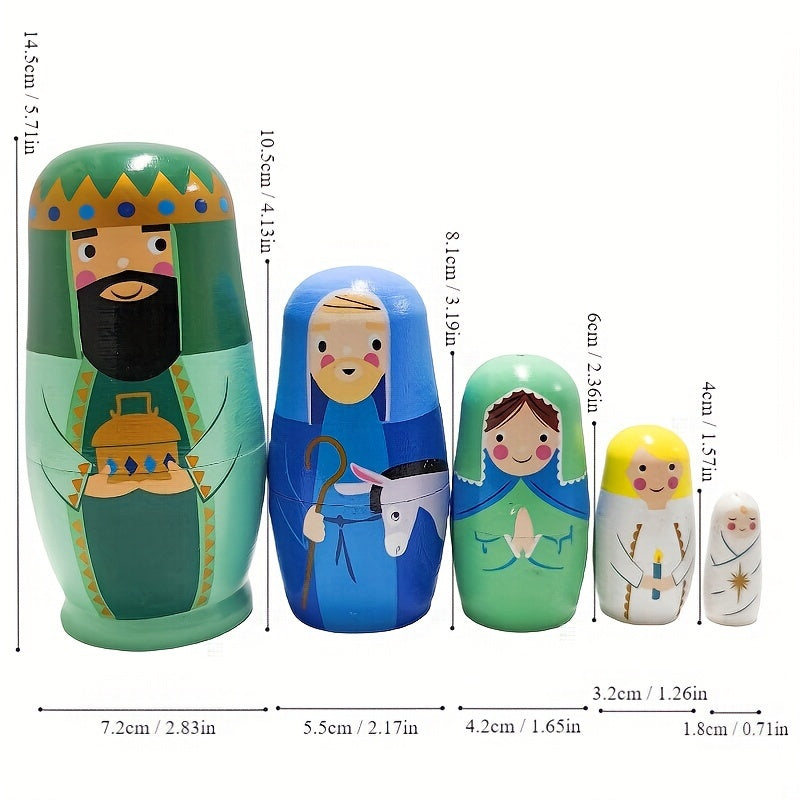 Handmade nesting doll set for kids, great for gifts and home decor. Ideal for Christmas, birthdays, and parties.