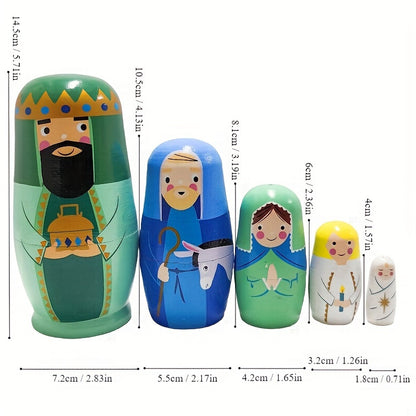 Handmade nesting doll set for kids, great for gifts and home decor. Ideal for Christmas, birthdays, and parties.