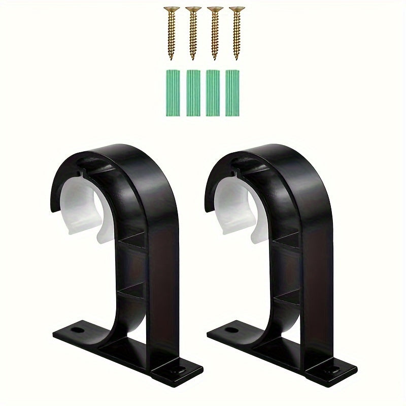 One piece, two pieces, Metal Top Curtain Rod Thickened Bracket, Curtain Rod Bracket, Shower Curtain Rod Wall-mounted Bracket, Curtain Rod Accessories, Home Decoration. Includes four screws and plastic expansion tube.