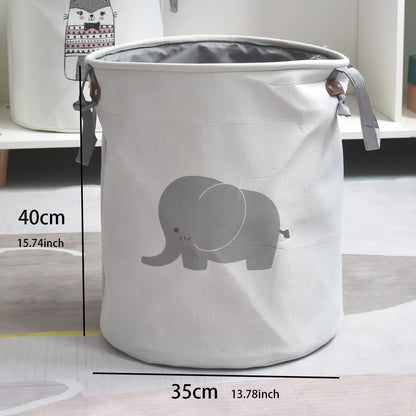 Sturdy Elephant Print Laundry Basket - Multipurpose Storage for Clothing, Toys, and More - Circular Organizer for Bedroom, Bathroom, or Living Room - Laundry Bin Built to Last