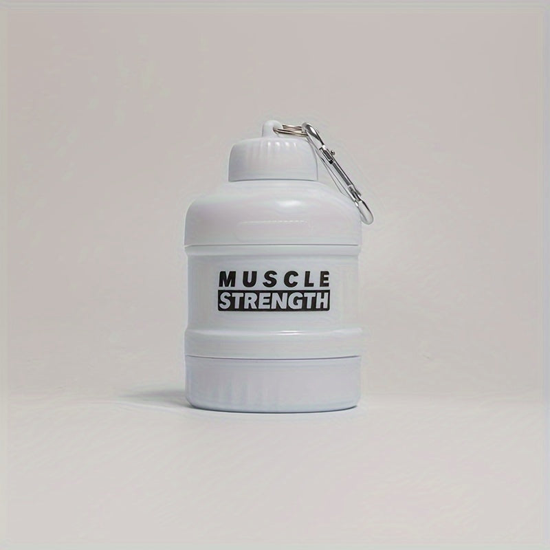 Portable protein powder container with a multi-tier plastic bottle for gym and outdoor sports, with a keychain. Size 7cm X 11cm/20cm/15.5cm.