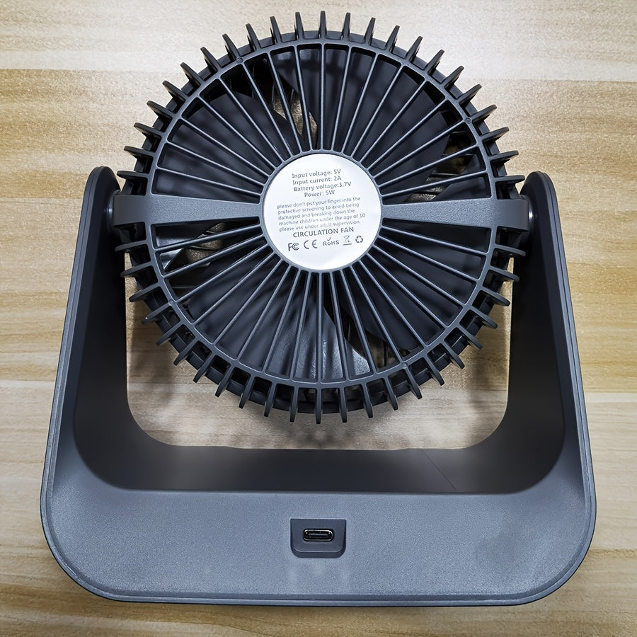 Fan with Turbo Speed USB 5-Speed Setting and Timer, High Air Circulation, Button Control Table Fan, Suitable for Indoor and Outdoor Use, Comes with Cord, USB-powered, No Batteries Needed.