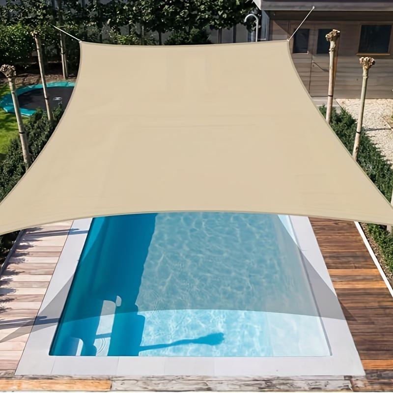 Waterproof rectangular sunshade sail for patio and garden made of durable polyester blend.