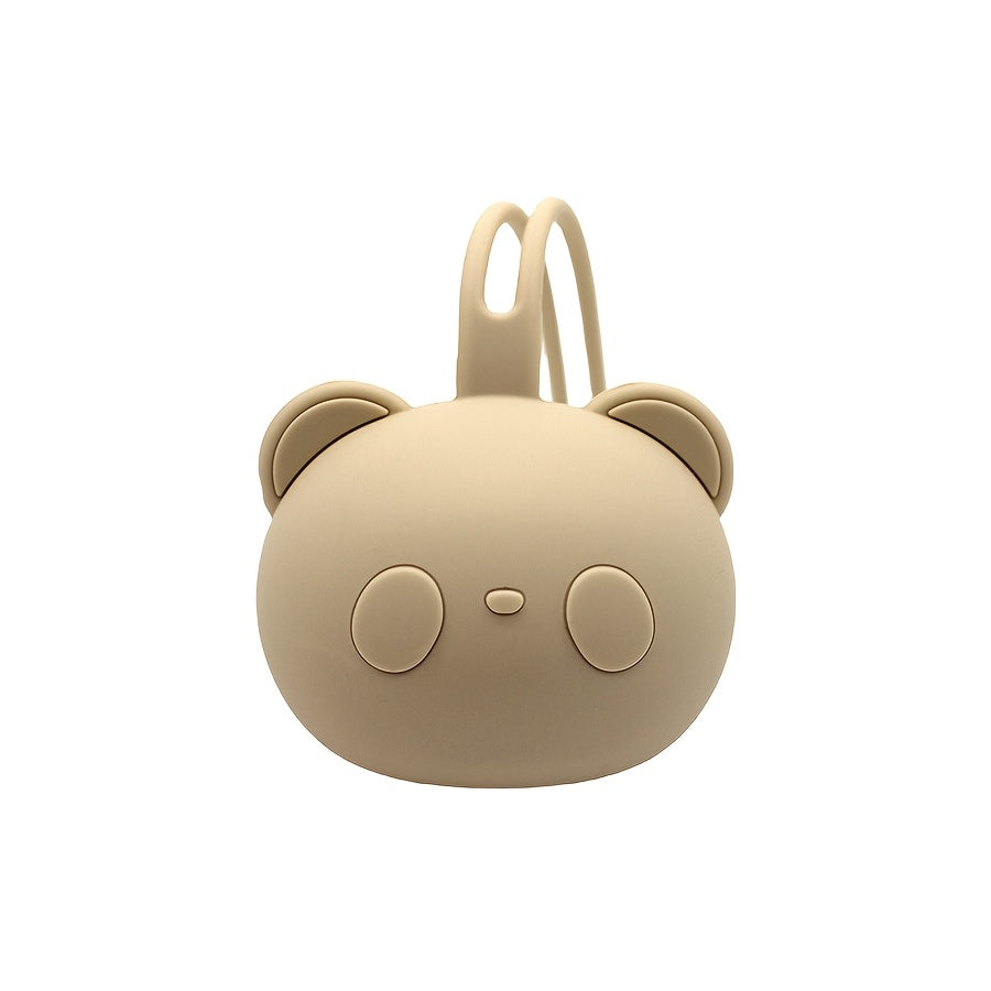 1 CuddleBear Silicone Holder with Chain, Suitable for All Sizes, Free from Harmful Chemicals, Adorable Bear Shape, Safe Storage Case for Pacifiers