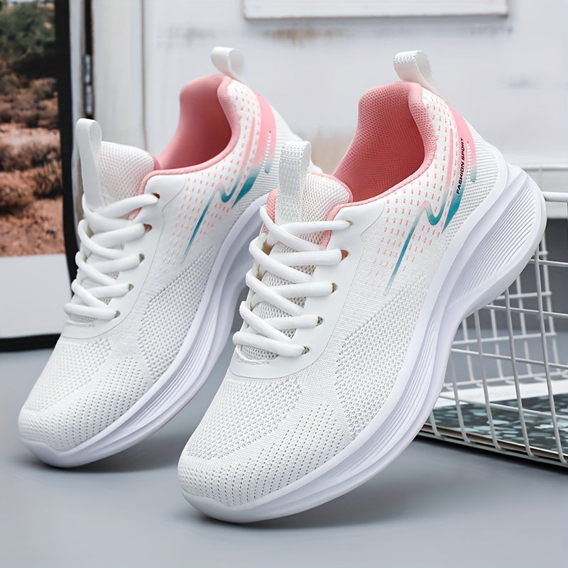 Mesh sneakers for women with breathable design, lightweight, comfortable lace-up, and anti-slip rubber sole, suitable for all seasons.