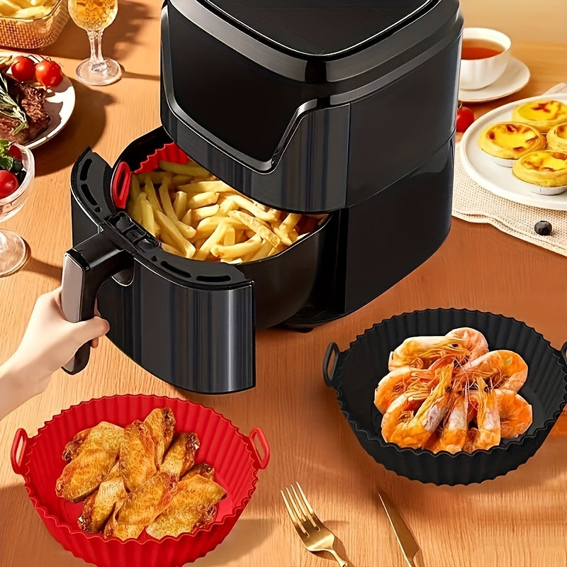 Ikki Premium Silikon Havo Fryer Qoplamalari - 20.32 sm Dumaloq, Oson Tozalash va Idishlarni Yuvish Mashinasida Yuvish Mumkin, Sog'lom Pishirish uchun Yuqori Isiga Bardoshli Pishirish Matolari