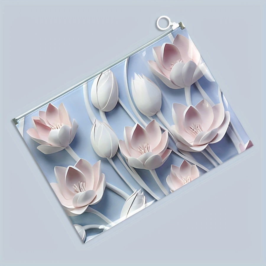 1pc Classic Style A4 Document Holder made of durable PP material with a 3D tulip design, ideal for organizing office materials.