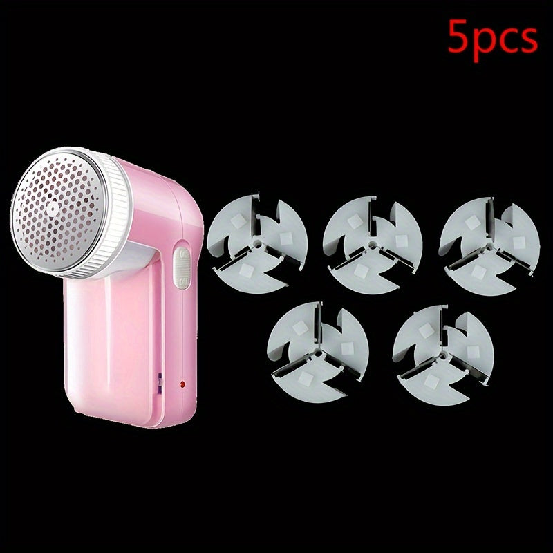 5 detachable lint shaver heads for cordless ball removal on clothes, portable hairball trimmer for home and personal use.