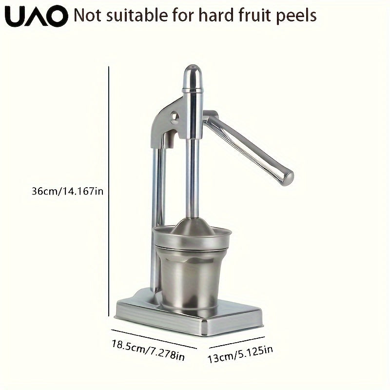 Multifunctional Commercial Juicer - Stainless Steel Manual Hand Press for Lemon, Orange, and Pomegranate Juice. Ideal for Home or Commercial Use. Double Die Flat Press with Long Handle Crank. Small and Efficient Juice Machine.