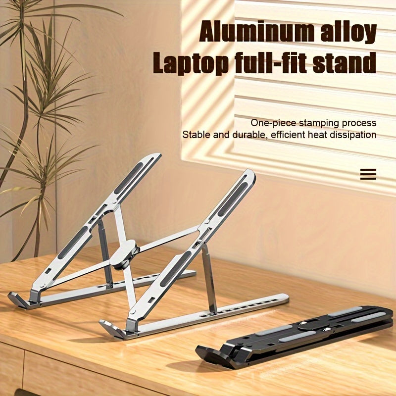 Aluminum laptop stand with adjustable cooling for desktops