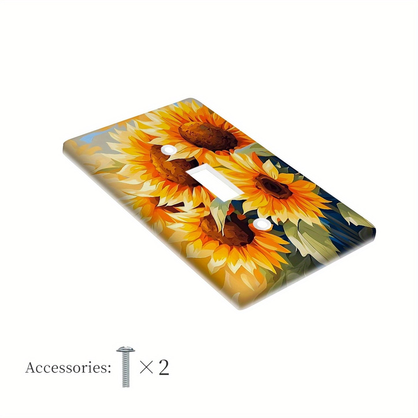 Sunflower diamond art light switch cover; no batteries required; fits standard single and double outlets in kitchen, bathroom, living room.