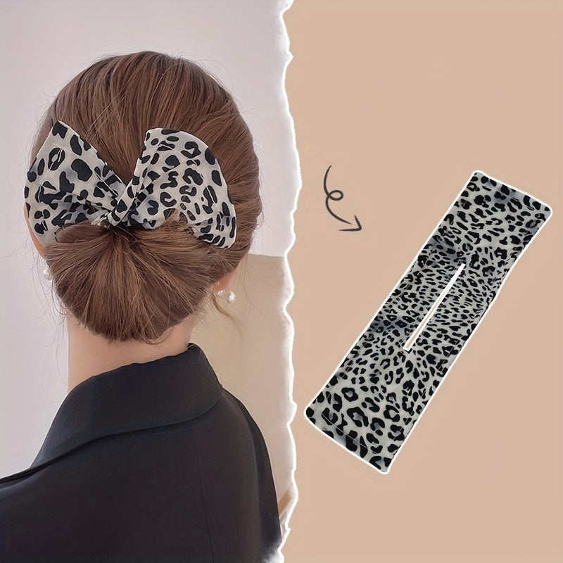 Bow shaped ponytail holder for creating lazy hair curls and buns, a fashionable women's hair accessory.