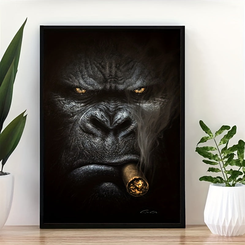 1pc Frameless Gorilla Smoking Canvas Wall Painting for Home Decor, No Frame