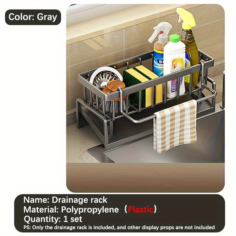 Organize your kitchen sink with this handy basket that includes a brush holder and a non-rust polypropylene sponge caddy. Keep your dishwashing sponge neatly stored with the divider in this easy-to-use storage box.