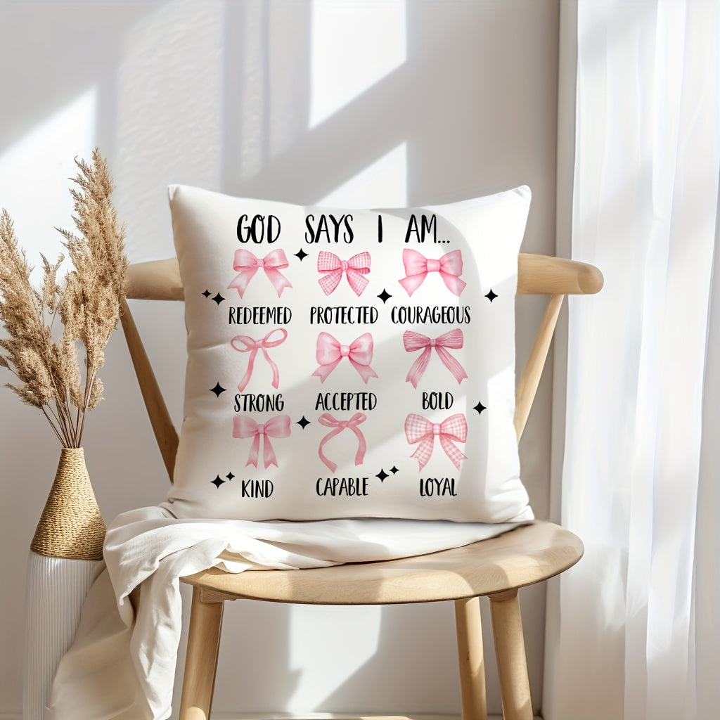 Pink Coquette Bow Throw Pillow Cover - 29.97cm*50.04cm or 44.96cm*44.96cm - Farmhouse Decor for Home, Couch, Sofa, Living Room, Bedroom - No Pillow Insert Included