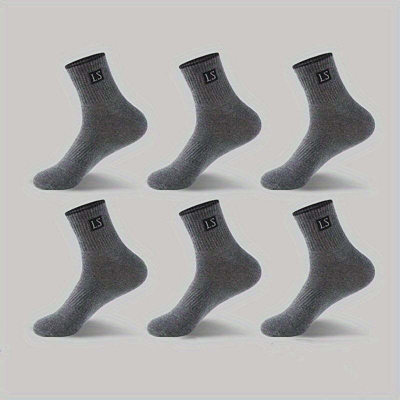 6 Men's Breathable Cotton Blend Crew Socks - Anti-Odor, Sweat Absorbent for Basketball & Sports