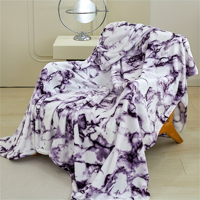 Soft and cozy marble print flannel blanket, suitable for travel, sofa, bed, and office. Great gift for boys, girls, and adults, perfect for all seasons.