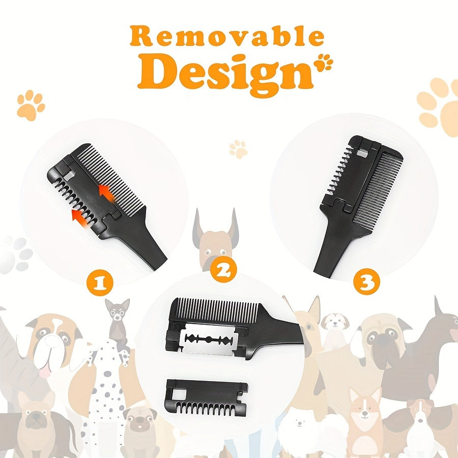 Pet Razor Comb with 10 Replacement Blades for safe grooming of various breeds.