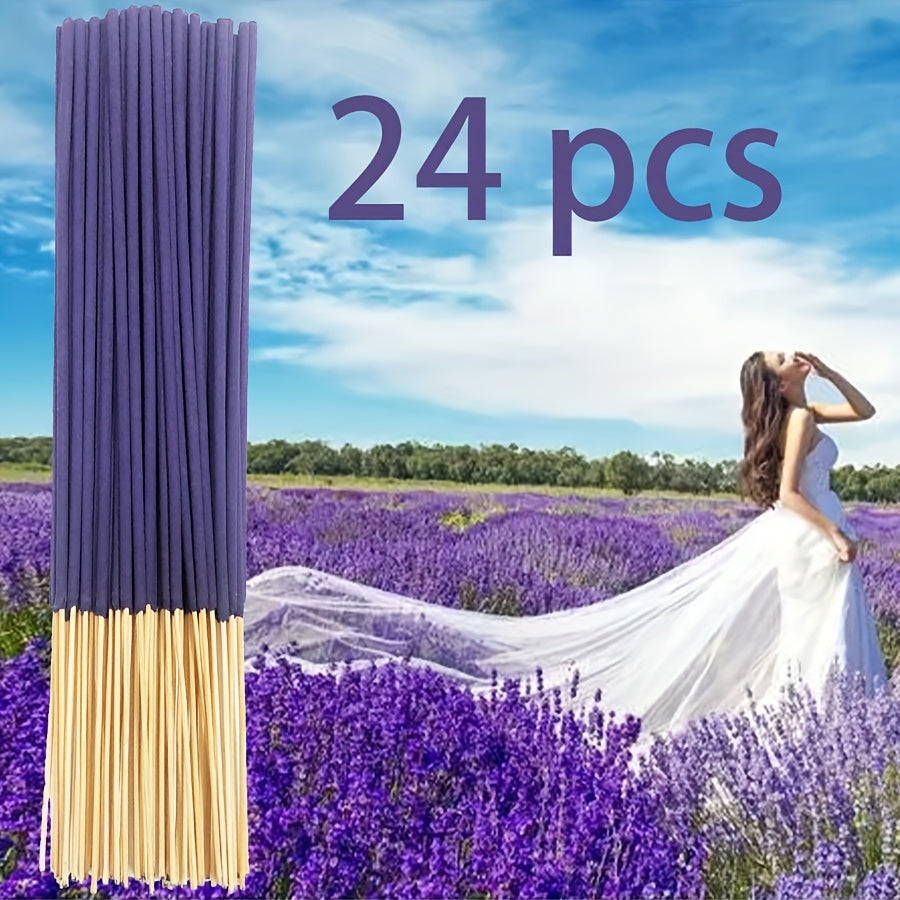 22cm lavender incense available in packs of 24, 96, or 199 sticks, ideal for feminine scents in various settings.