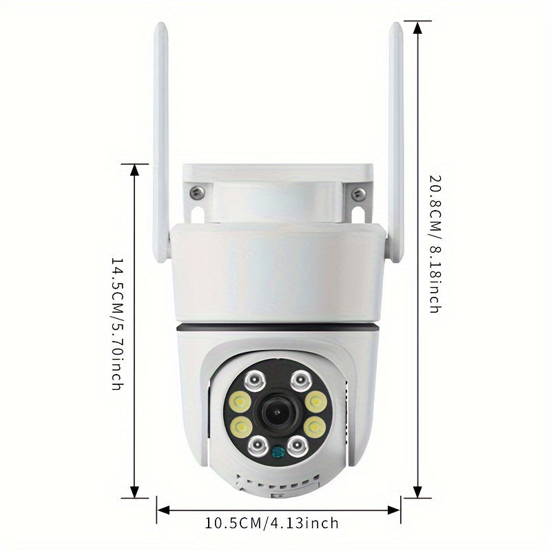 Introducing the YIIYRY Outdoor WiFi Security Camera - Experience wireless 1080p surveillance with night vision, two-way audio, PTZ rotation, USB powered design. Made of durable ABS material, this camera offers optional cloud storage and is compatible