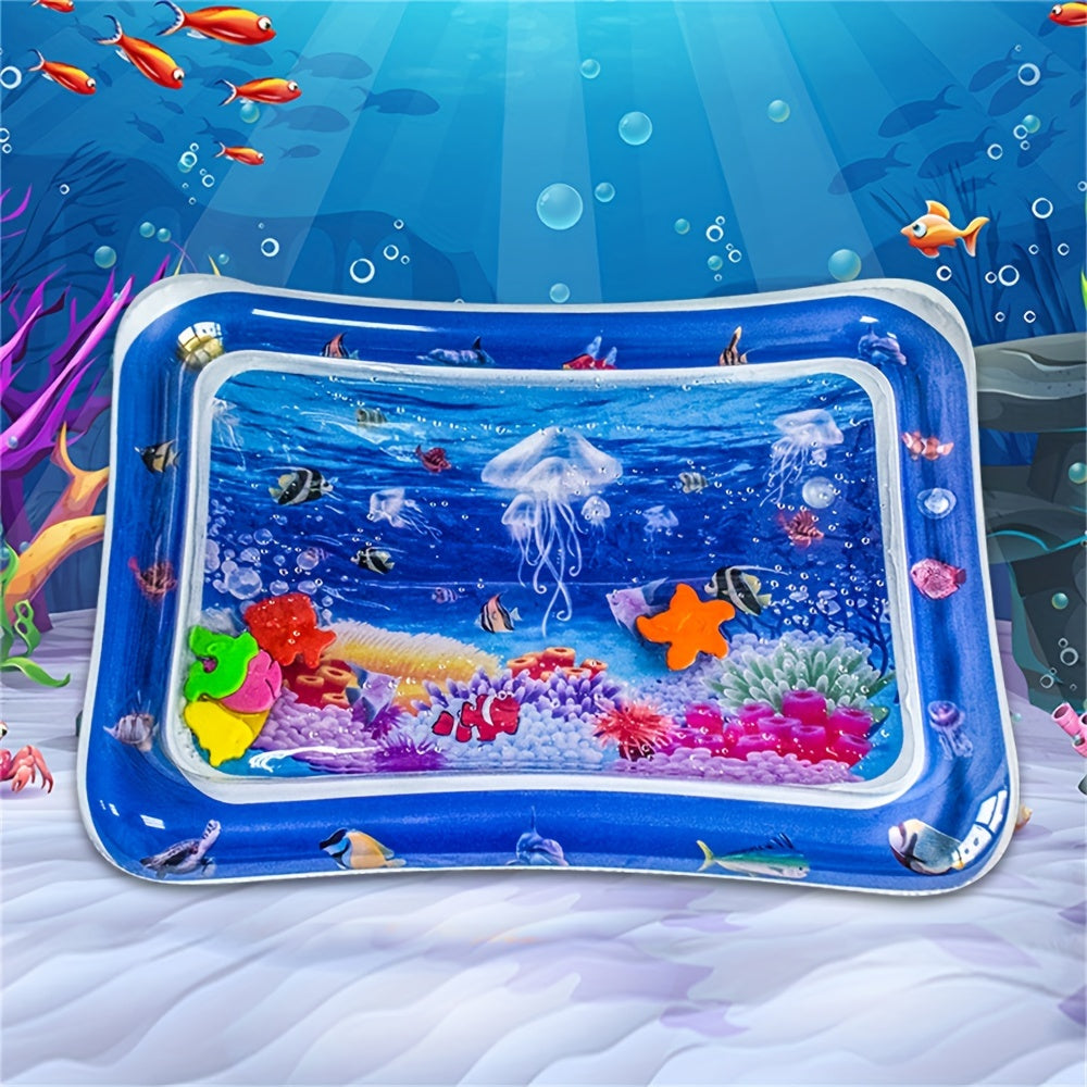 Experience the wonders of the deep sea with the COZYPANDA Ocean Adventure Play Mat! This PVC water pad features jellyfish and fish designs, providing a fun and interactive developmental toy for boys and girls. Give the gift of imaginative play with