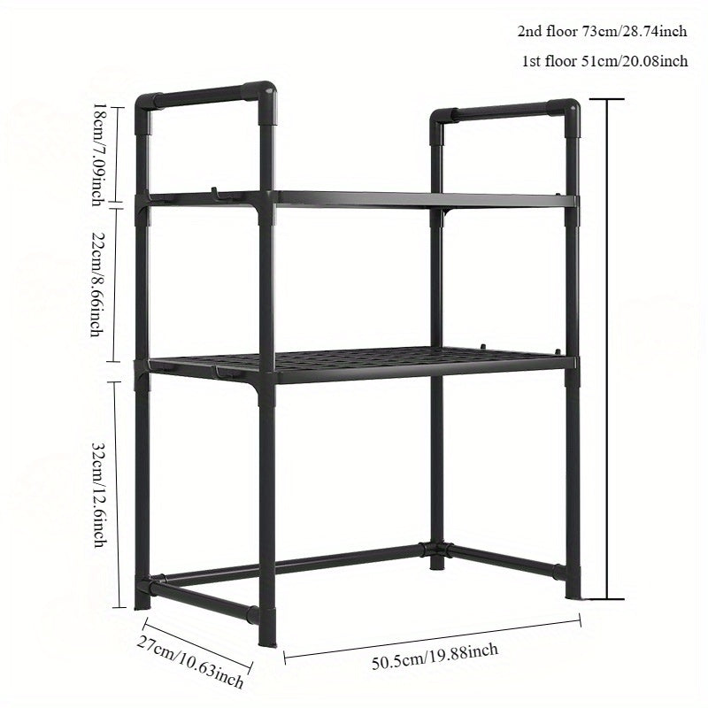 All-Purpose Microwave Oven Storage Shelf - Sturdy Plastic, Multi-Layered for Cookware & Plant Showcase, Ideal for Organizing Kitchen Surfaces