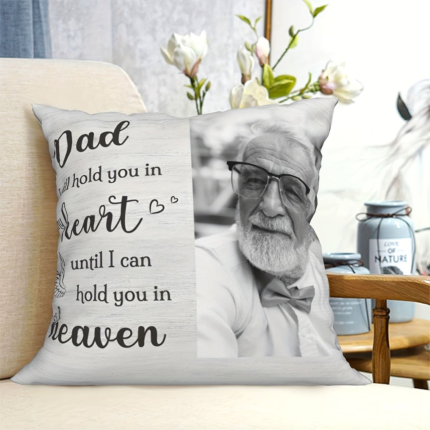 Customized Pillowcase with a Tribute to Dad - "Dad, You'll Always Be in My Heart" - Ideal Sympathy and Memorial Present for Loved Ones, Adding a Personal Touch to Home Decor (Pillow Not Included)