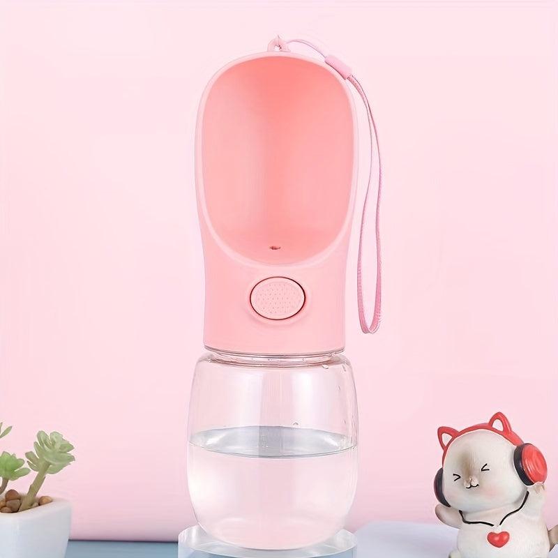 Portable dog water bottle with accompanying cup for easy feeding and drinking