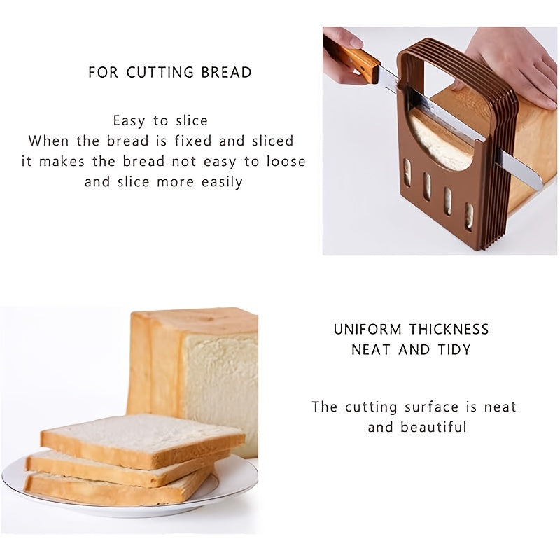 Bread Baking Slicer Set for Homemade Bread, Croissants, and Sandwiches - Includes Foldable Compact Slicing Guide for Kitchen Use, Ideal for 1-6pcs of Bread