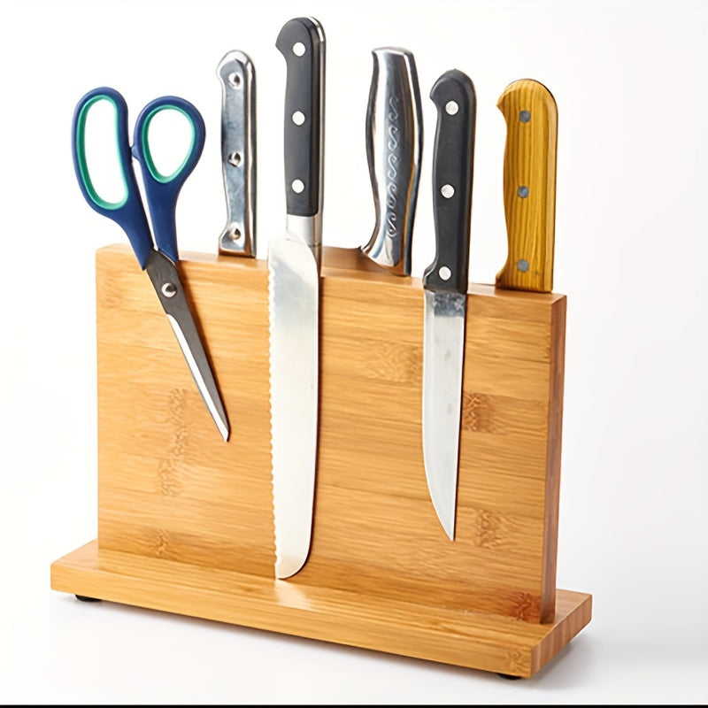 Bamboo magnetic knife holder for the kitchen, one piece