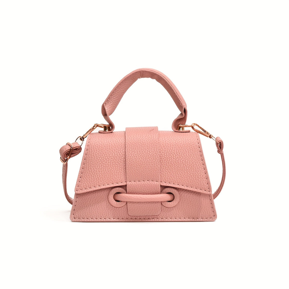 Stylish mini crossbody bag for girls in pink, white, or black, perfect for daily outings with adjustable strap and top handle.