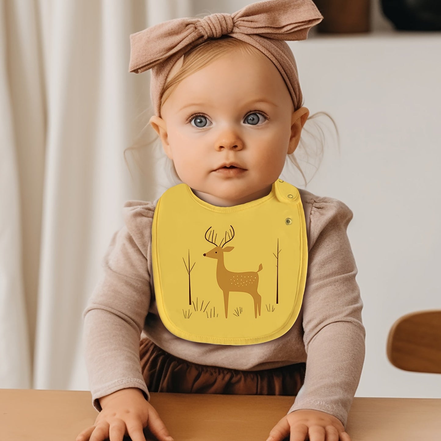 Set of 6 cartoon-themed adjustable snap waterproof feeding bibs for boys, girls, and babies, featuring designs for spring, summer, autumn, and winter seasons, perfect for eating and drooling.