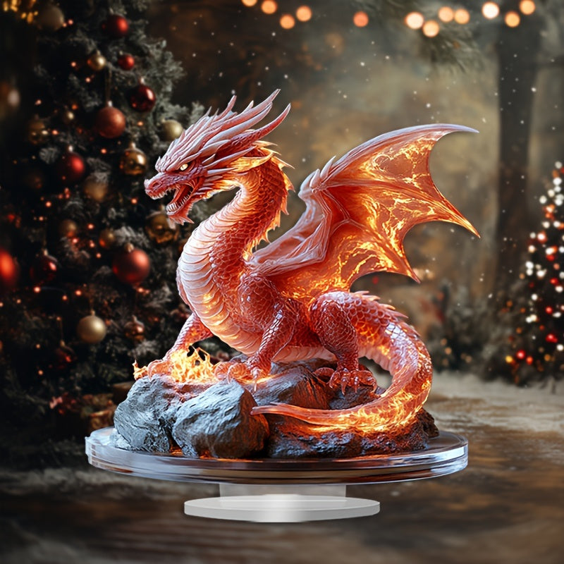 Add a touch of bohemian flair to your space with this unique Acrylic Fire Dragon Desk Decor - Great for Home & Office, Ideal Christmas Present