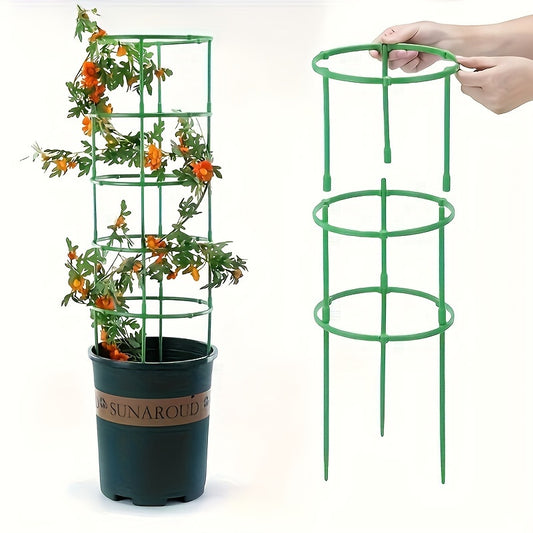 Set of 12 plant support stakes, plastic half round rings for climbing plants, suitable for small indoor plants.