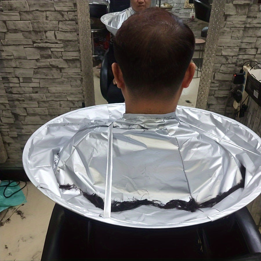 Polyester hair cutting cloak with barber umbrella design for DIY haircuts, ideal for hairdressers.