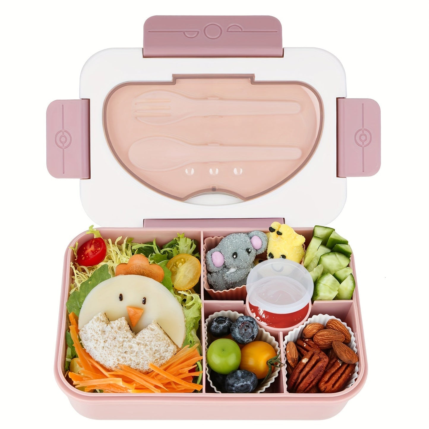 Mint Green Bento Lunch Box with 5 Compartments, Leak-Proof Design, and Dishwasher Safe Plastic Container - Perfect for School, College, Office, and Picnics. Portable and Convenient Option for Meals on-the-Go.