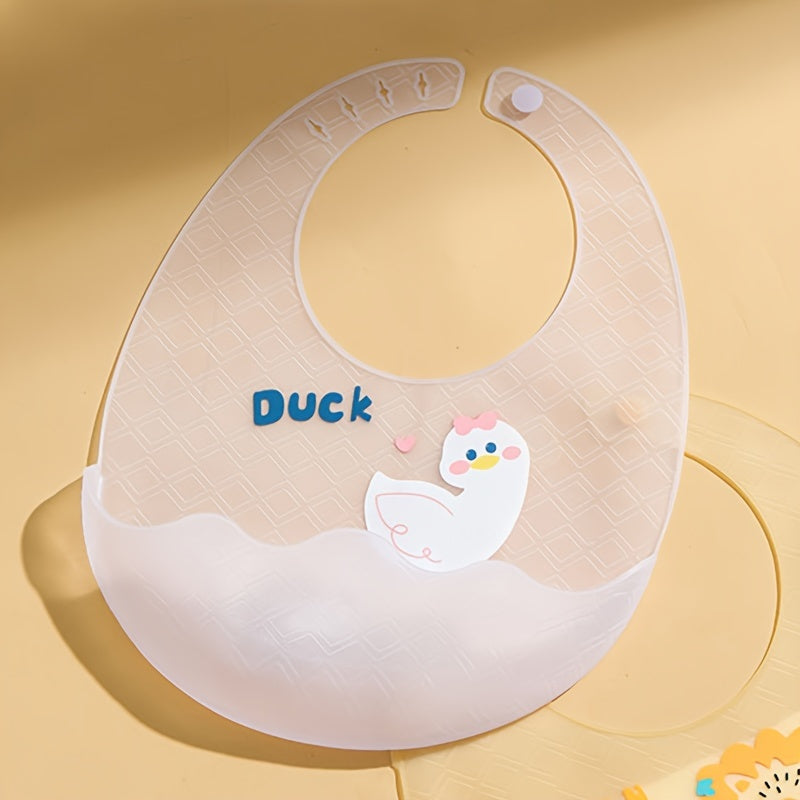 Adorable Silicone Bib: Waterproof, Oil-Proof, and Food-Grade with Cartoon Animal Design. Perfect for Complementary Food on the Go!