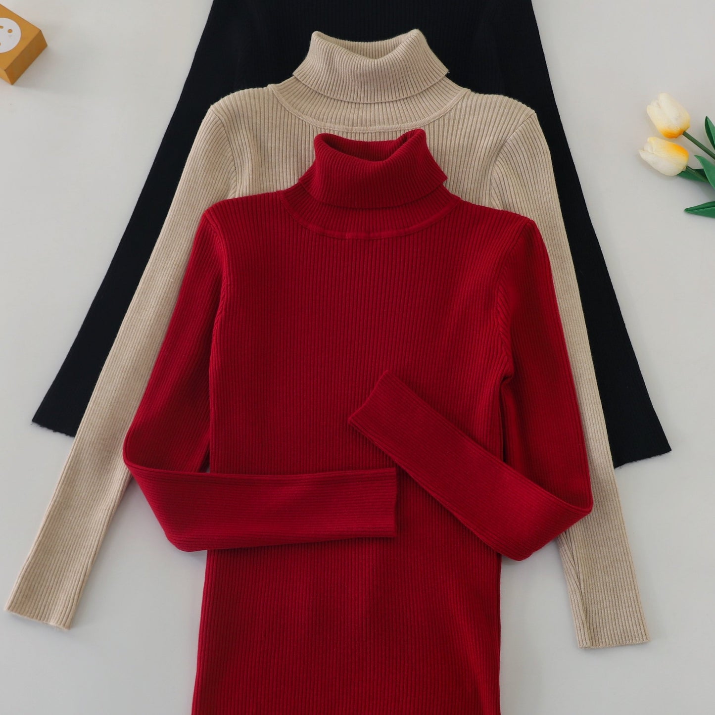 3-pack turtleneck sweaters for women, perfect for fall and winter fashion.