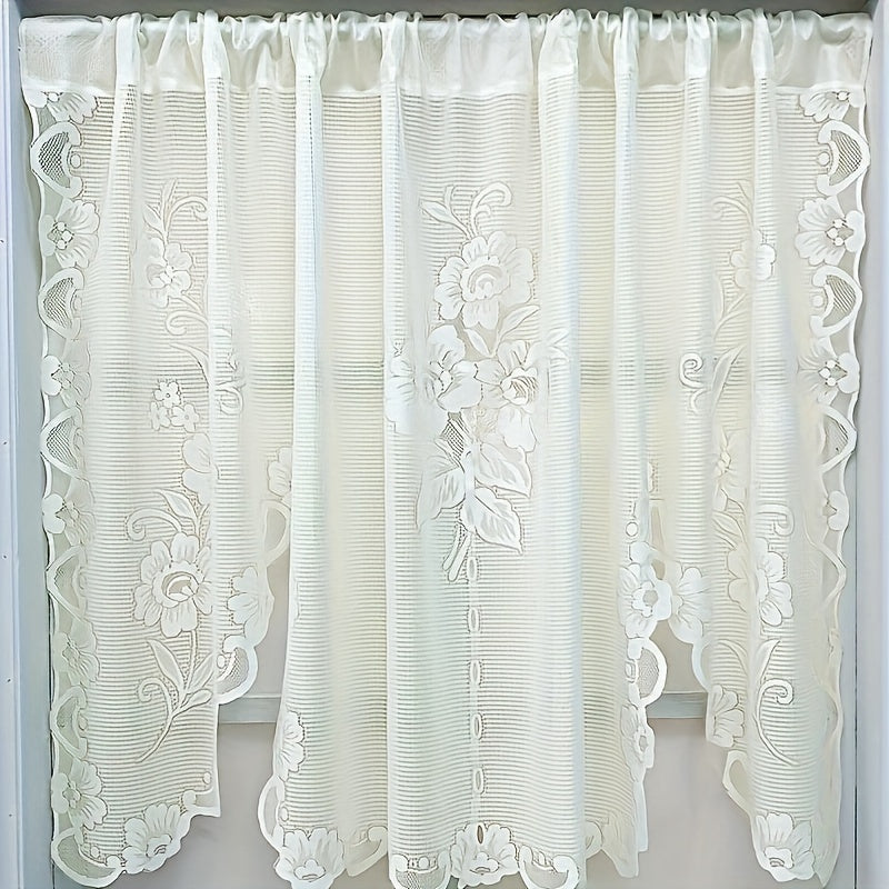 Stylish Floral Lace Sheer Curtain with Rod Pocket for Effortless Hanging, Ideal for Enhancing Living Room and Bedroom Décor