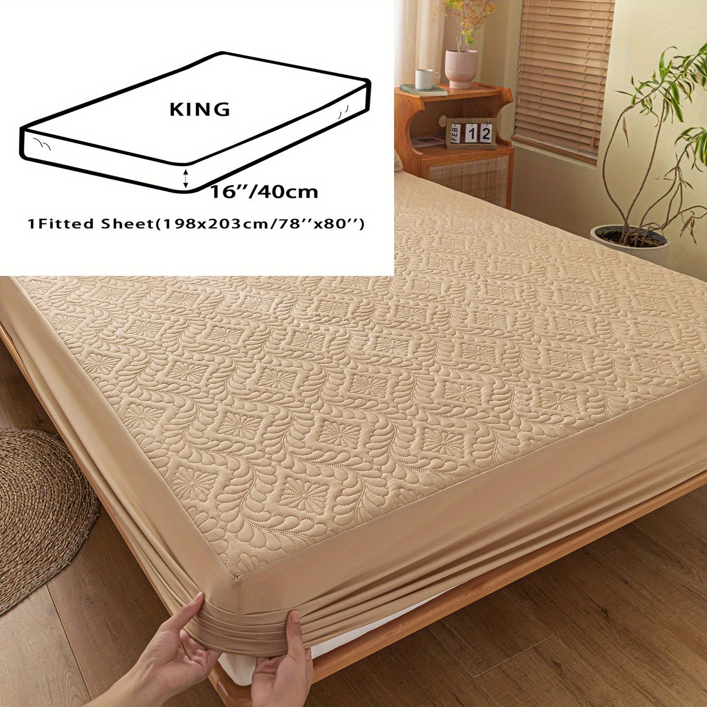 One set of two pieces of 100% waterproof mattress protector pillowcases made of 3D air bamboo fabric. The mattress cover is designed to provide cooling and is smooth, soft, and breathable. It is noiseless and washable, with a deep pocket size ranging