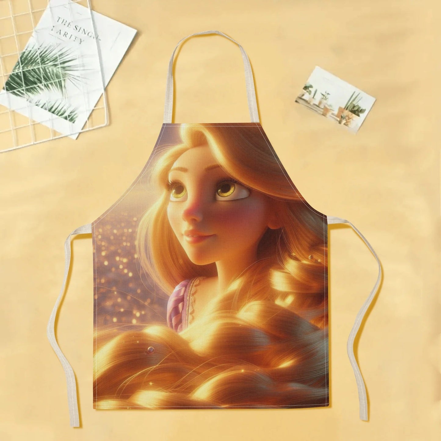 Waterproof apron featuring Disney's Elsa - iconic cartoon princess design, made from long-lasting polyester, perfect for use at home or in restaurants, cafes, and supermarkets.