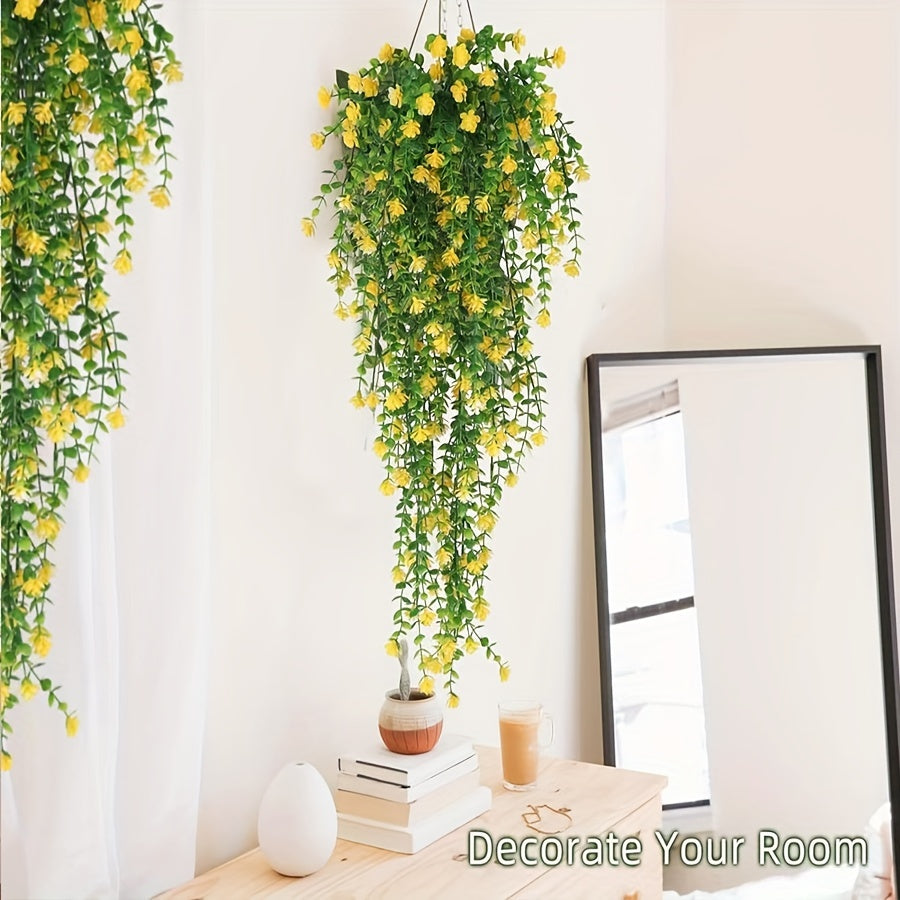 4 artificial hanging eucalyptus plants, outdoor UV resistant